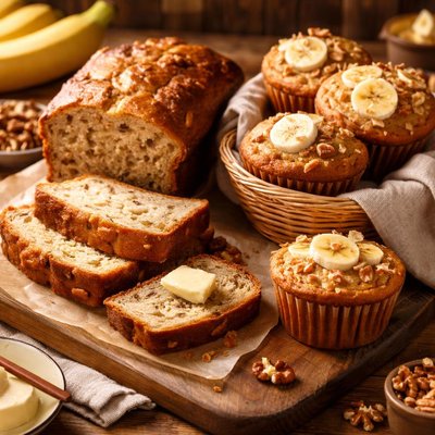 Image of Delicious and Easy Banana Bread or Muffins