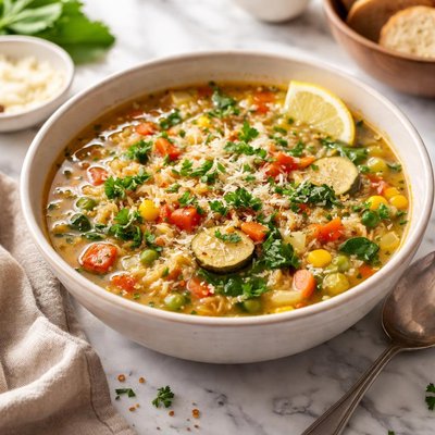 Image of Delicious and Easy Veggie Rice Soup