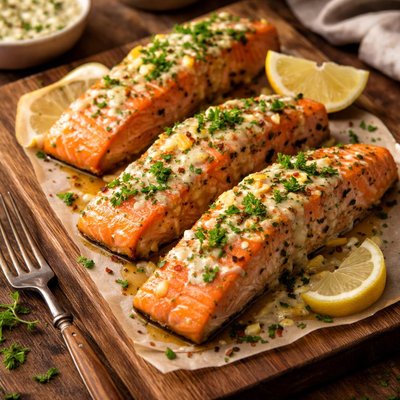 Image of Delicious and Simple Baked Salmon with Fancy Sauce