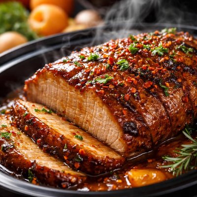 Image of Delicious Apricot Glazed Pork Roast Crock Pot