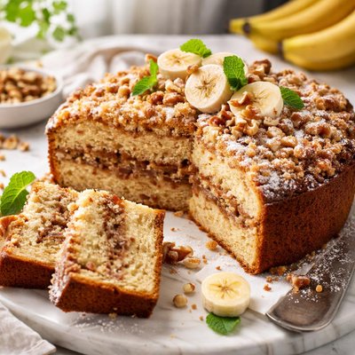 Image of Delicious Banana Cake with Streusel Filling