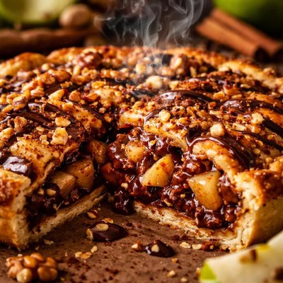 Image of Delicious Chocolate Apple Walnuts Pie