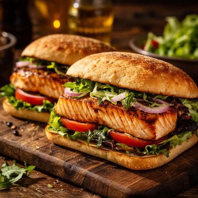 Image of Delicious Grilled Salmon Sandwiches
