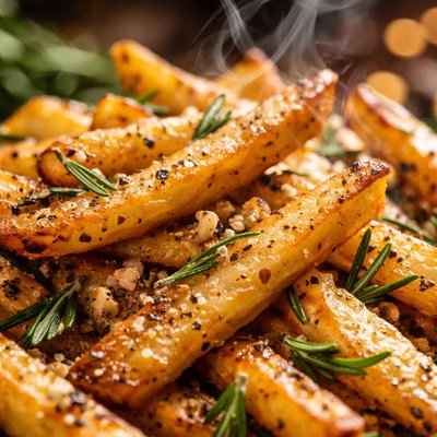 Image of Delicious Oven Baked Rosemary Garlic Fries Chips