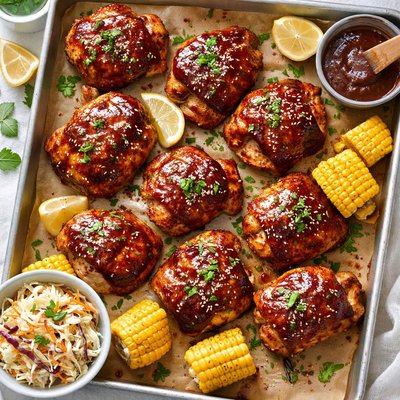 Image of Delicious Oven Barbecued Chicken Thighs
