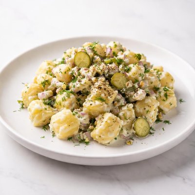 Image of Delicious Potato Salad with Dill Pickle