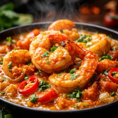 Image of Curry de langostinos delicioso y saludable para el corazón.