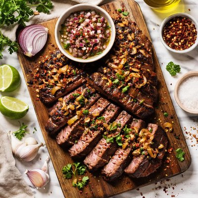 Image of Delicious Steak with Onion Marinade