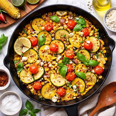 Image of Delicious Summery Zucchini and Corn Skillet