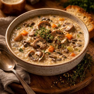 Image of Delicious Wild Rice and Mushroom Soup