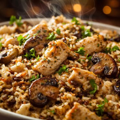 Image of Delightful Chicken Mushroom and Wild Rice Casserole