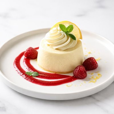 Image of Delightful Lemon Mousse with Raspberry Sauce