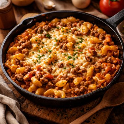 Image of Deluxe Cheesy Tomato Hamburger Helper Skillet