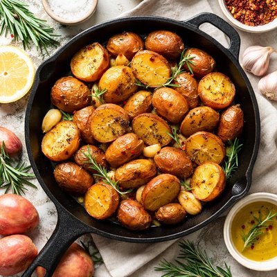 Image of Desire Potatoes Pan Cooked with Rosemary and Garlic