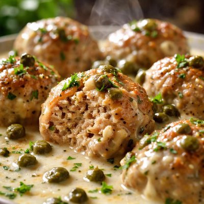 Image of Destroyed Kitchen German Meatballs with Caper Sauce
