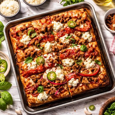 Image of Vegetarian Detroit Style Pizza