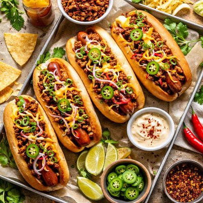 Image of Devil Chili Cheese Hot Dogs