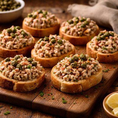 Image of Deviled Ham and Caper Canapes