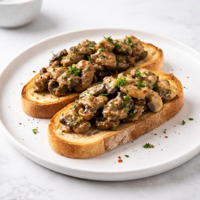 Image of Deviled Mushrooms on Toasted Ciabatta