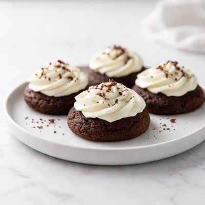 Image of Devils Food Drop Cookies with Cream Cheese Frosting