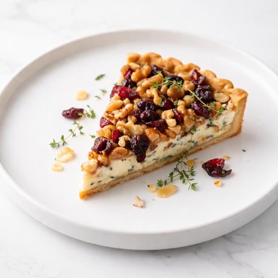 Image of Diamond Walnut and Blue Cheese Tart with Cranberries