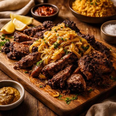 Image of Dibi Senegalese Grilled Lamb with Onion Mustard Sauce
