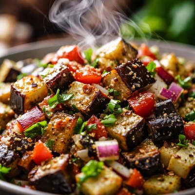 Image of Diced Eggplant Aubergine Salad