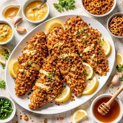 Image of Dijon Catfish W Crunchy Honey Mustard Pretzel Crust