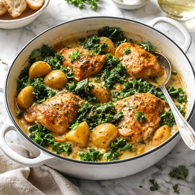 Image of Dijon Chicken Stew with Potatoes Kale