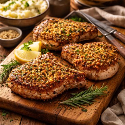 Image of Dijon Crusted Pork Chops Oamc