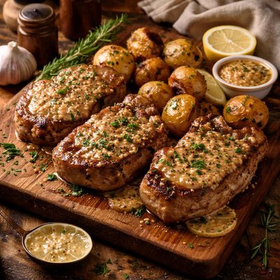 Image of Dijon Pork Chops Potatoes