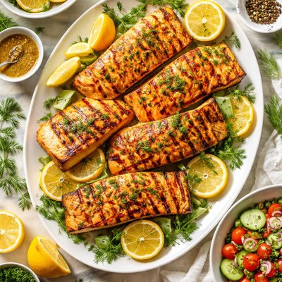 Image of Dill Mustard Grilled Salmon