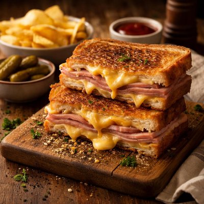 Image of Diner Style Grilled Ham Cheese Sandwiches