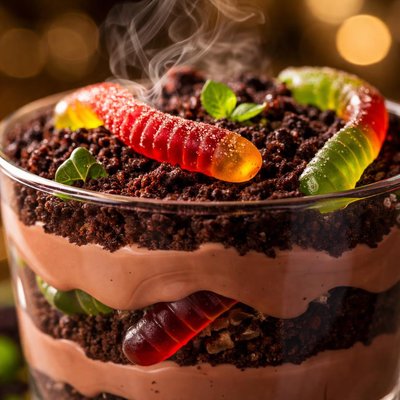 Image of Dirt Trifle with Gummy Worms