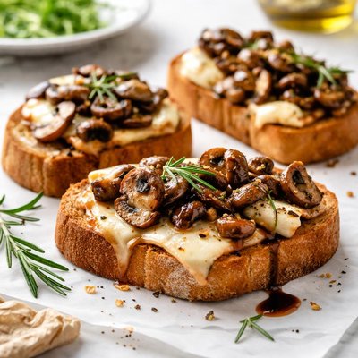 Image of Divine Brie Mushroom and Rosemary Bruschetta