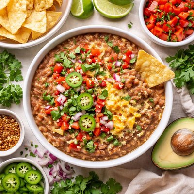 Image of Doctored Up Refried Beans in the Microwave