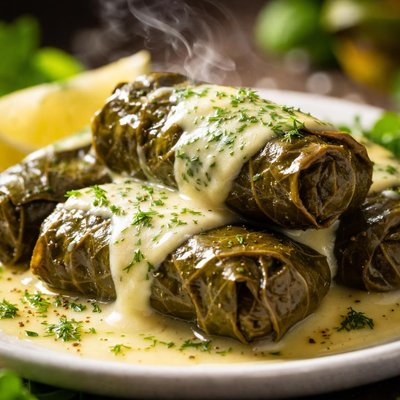 Image of Dolmadakia with Avgolemono Sauce