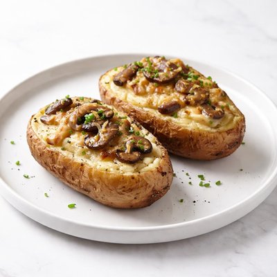 Image of Double Baked Potatoes with Mushrooms and Cheese