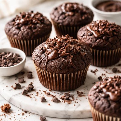 Image of Double Choc Fudge Brownie Muffins