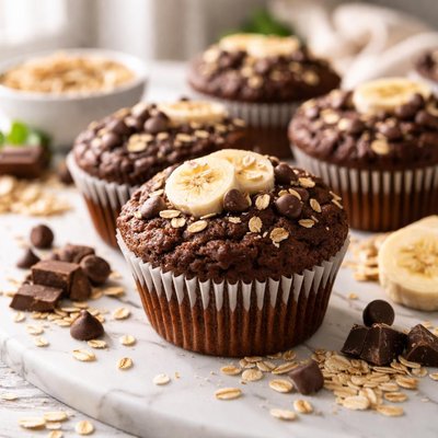Image of Double Chocolate Banana Oatmeal Muffins Fiber
