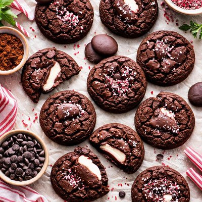 Image of Double Chocolate Cookies with a Peppermint Patty Surprise
