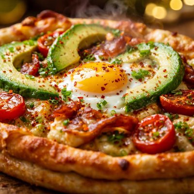 Image of Double Crust Avocado Breakfast Pizza