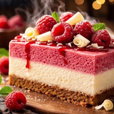 Image of Double Decker Raspberry White Chocolate Cheesecake