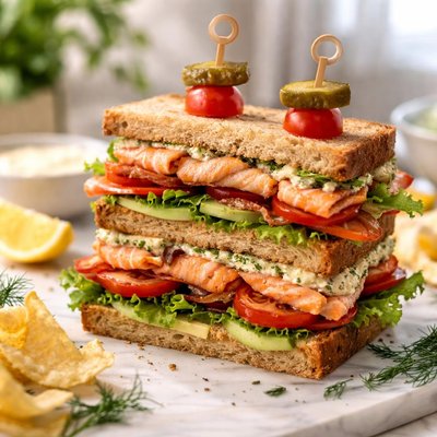 Image of Double Decker Salmon Club Sandwich