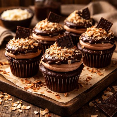 Image of Double Dunk Chocolate Coconut Cupcakes
