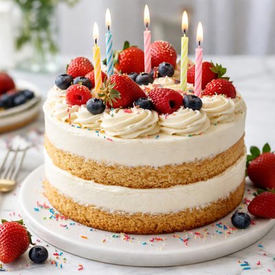 Image of Double Layer Birthday Cake Allergen Free