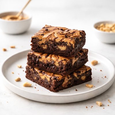 Image of Double Peanut Butter Swirled Brownies