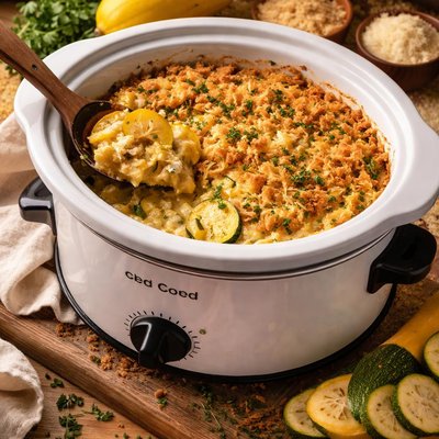 Image of Double Squash Casserole Crock Pot