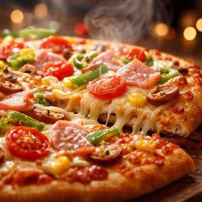 Image of Double the Cheese Ham N Vegie Pizza