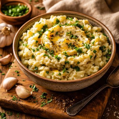 Image of Downright Almost Healthy Garlic and Parsley Mashed Potatoes